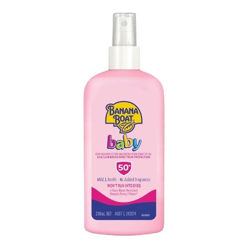 Banana Boat Baby Finger Sunscreen Lotion Spray Mild Gentle UVA/UVB SPF50+ 200ml