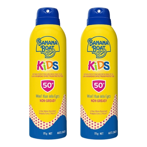 2 x Banana Boat Kids SPF 50 Spray 175g Gentle Fragrance Free 4Hr Water Resistant