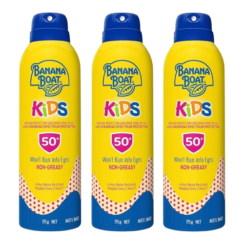 3 x Banana Boat Kids SPF 50 Spray 175g Gentle Fragrance Free 4Hr Water Resistant