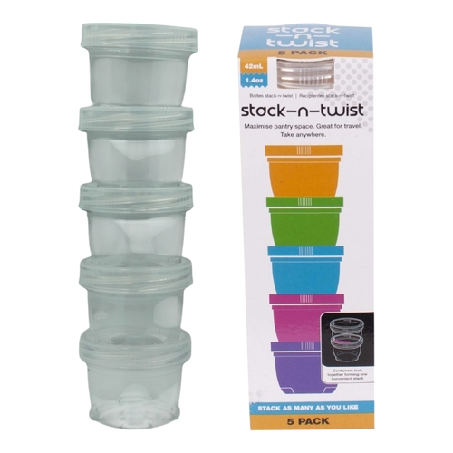 UBL Stack N Lock Food Storage Container Set 5 Piece BPA Free 42ml Airtight