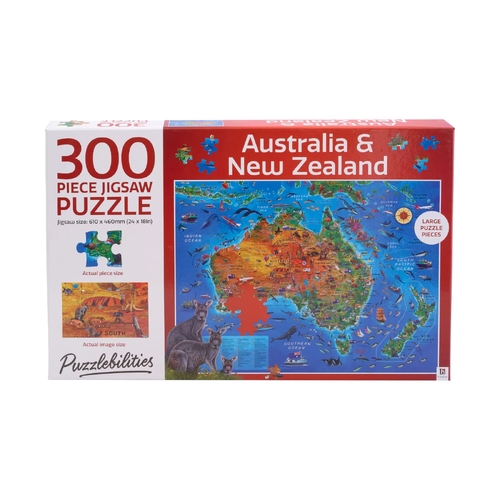 Puzzlebilities 300 Piece Jigsaw Puzzle Map of Australia &amp; Zealand