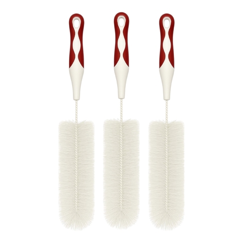 3x Bottle Brush Long Handle Soft Nylon Bristles for Bottles Glass Jars Cups