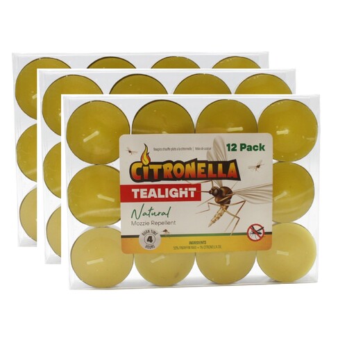 36 x Citronella Tea Light Candles Mosquito Repellent TeaLights Non Toxic