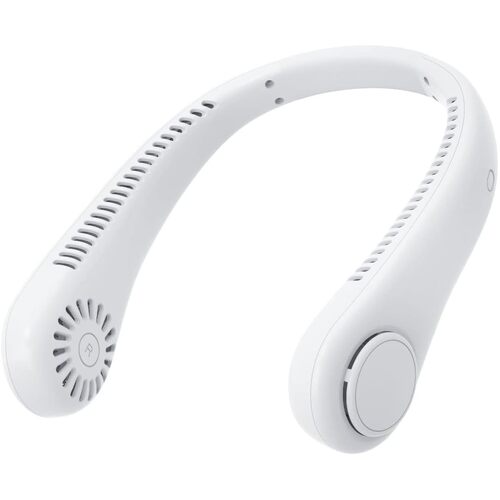 JMCo White Bladeless Neck Fan USB Rechargeable Personal Cooler Outdoor Portable