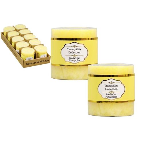Tranquility Collection Scented Fresh Cut Pineapples Pillar Candle (36 Hour Burn)