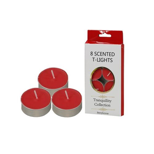 8Pack Tranquility Collection Tea Lights Scented Berrylicious Candle(4 Hour Burn)