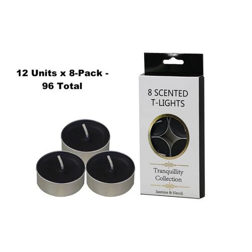 12x8-Pack Tranquility Tea Lights Scented Jasmine &amp; Neroli Candle (4 Hour Burn)