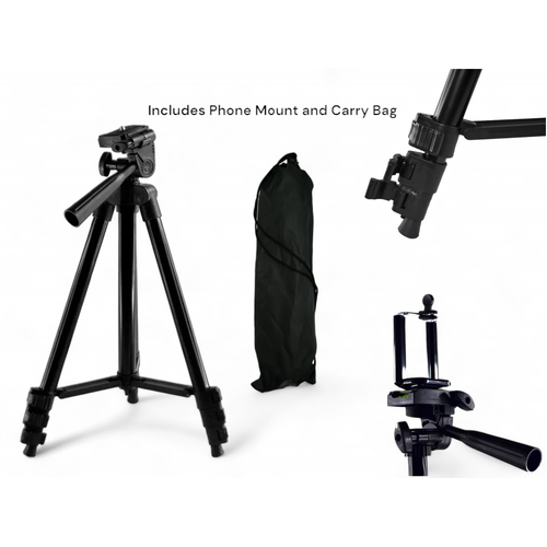 Professional Camera Tripod Stand Mount with Phone Holder and Carry Bag – Adjustable and Portable