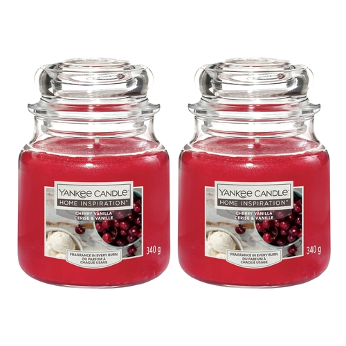 2 x Yankee Candle 340g 12oz Cherry Vanilla Scented Candle Medium Jar