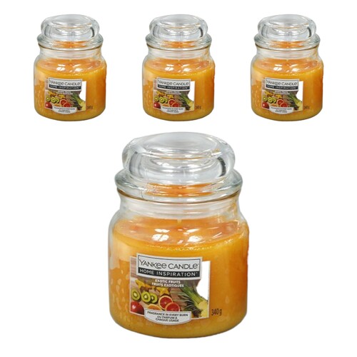 4-Pack Yankee Candle Home Inspiration Medium Jar Candle Exotic Fruit 340g 12oz