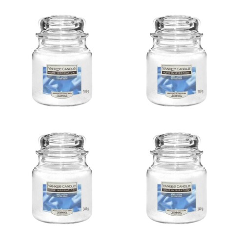 4-Pack Yankee Candle Home Inspiration Medium Jar Candle Soft Cotton 340g 12oz