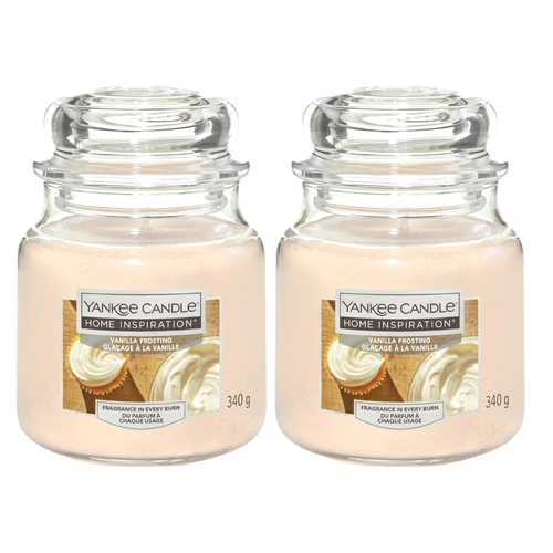 2 x Yankee Candle 340g 12oz Vanilla Frosting Scented Candle Medium Jar