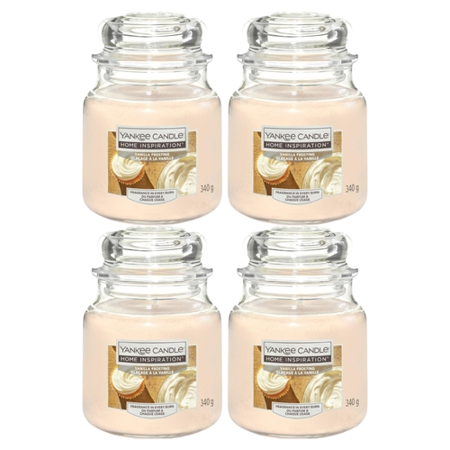 4 x Yankee Candle 340g 12oz Vanilla Frosting Scented Candle Medium Jar