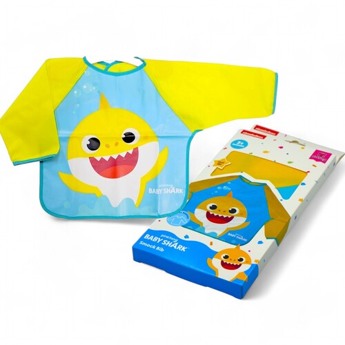 Baby Shark Mess Proof Baby Smock Bib BPA Free Suitable 3 months+ Easy to clean