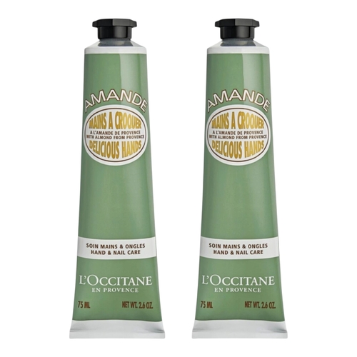 2 x LOccitane Almond Delicious Hands Cream 75ml Nourishing Softening Hand Care