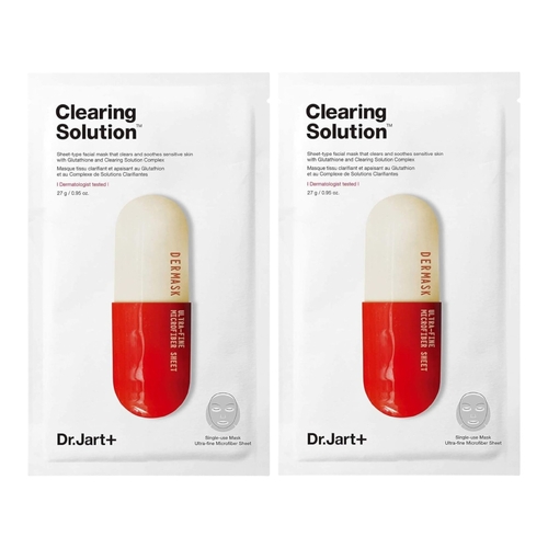 2 x Dr Jart Clearing Solution Facial Sheet Mask 5 Pack Microfiber Care