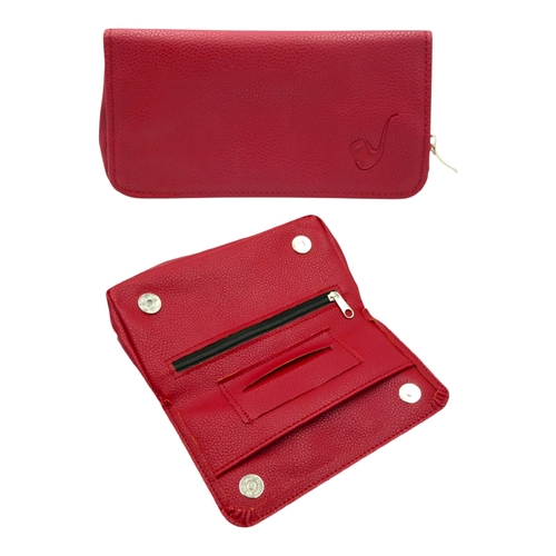 Red Tobacco Smoking Pipe Bag Cigar Carry Pouch Case Zipper Compartments Papers