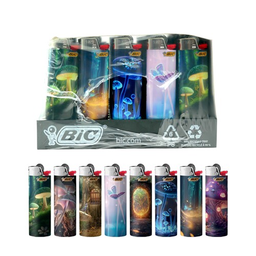 50x BIC Maxi Mushrooms Fairy Design Lighters Box J26
