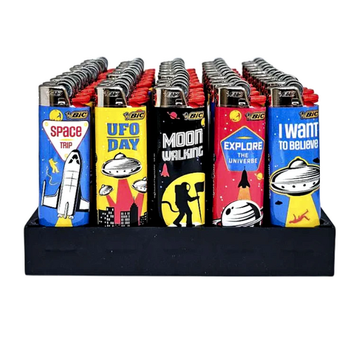 50x BIC Maxi Space Lighters Various Colour Box J26