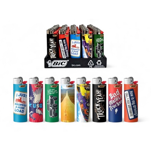 50x BIC Maxi Truck Design Lighters Various Colour Box J26