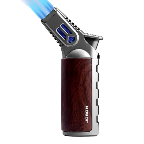 Jobon Grey Brown 4 Flame Jet Windproof Refillable Lighter Powerful Blow Torch
