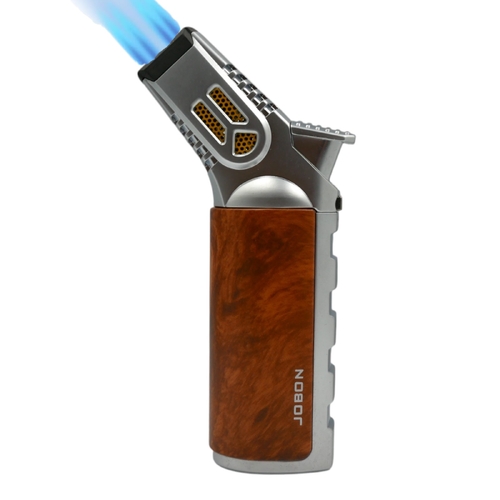 Jobon Silver Orange 4 Flame Jet Windproof Refillable Lighter Powerful Blow Torch