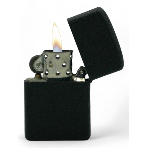 Matte Black Oil Lighter Metal Flip Top Windproof Fluid Refillable