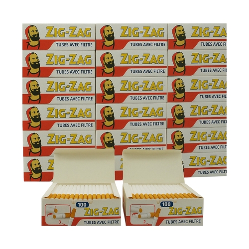 2000x Zig Zag Premium Regular King Size Filter Tubes Cork Tobacco Cigarette Red