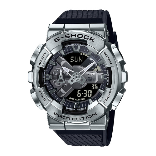 Casio G-Shock Metal Cover Silver Bezel Analog-Digital Watch GShock GM-110-1A