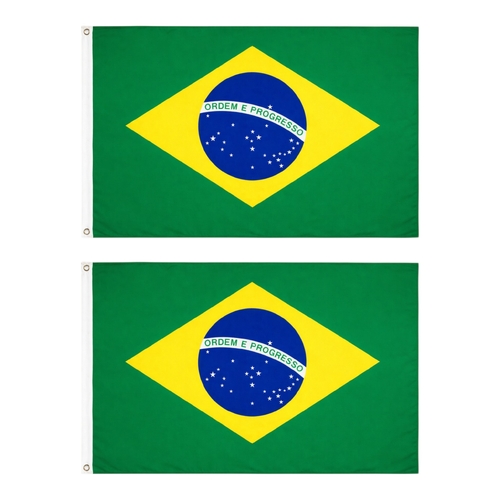 2 x Brazil Flags 90 x 150 cm Brazilian Flag National Pride Indoor Outdoor