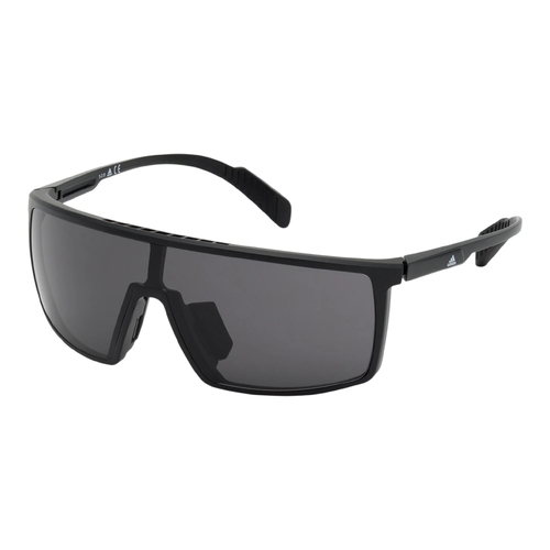 Adidas SP0004 01A 128 Unisex Sunglasses Black Gloss Grey Shield Lens