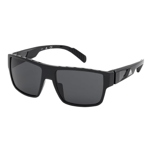 Adidas SP0006 01A Mens Sunglasses Shiny Black Smoke Lens Sport UV 57mm
