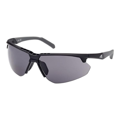 Adidas SP0042-02A79 Mens Wrap Sunglasses Matte Black Grey Lens Bonus Clear Lens