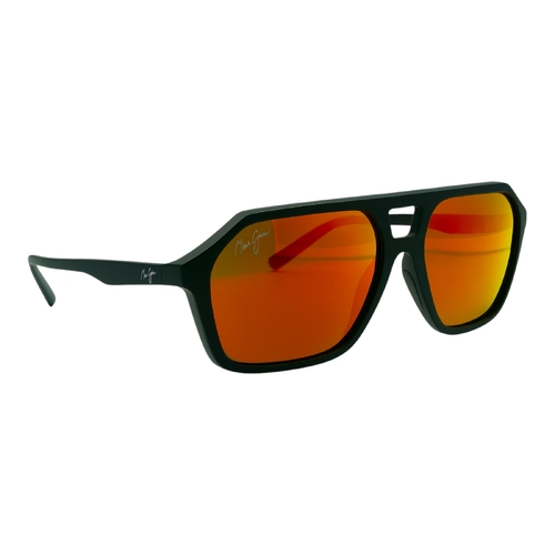 Maui Jim RM880-02A Polarised Unisex Aviator Sunglasses Black Gloss Grey Lens