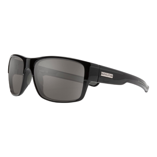 Suncloud Range Polarised Sunglasses Black Frame Grey Lens Wrap Style Unisex