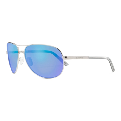 Suncloud Aviator Womens Polarized Sunglasses Silver Blue Mirror 63mm