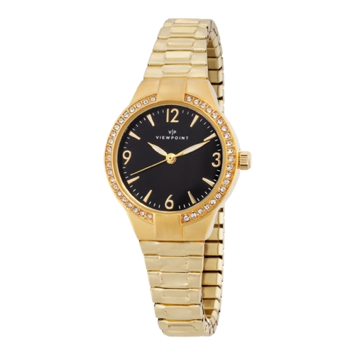 Timex Viewpoint Womens Watch Black Dial Gold Tone Quartz CC3D86100