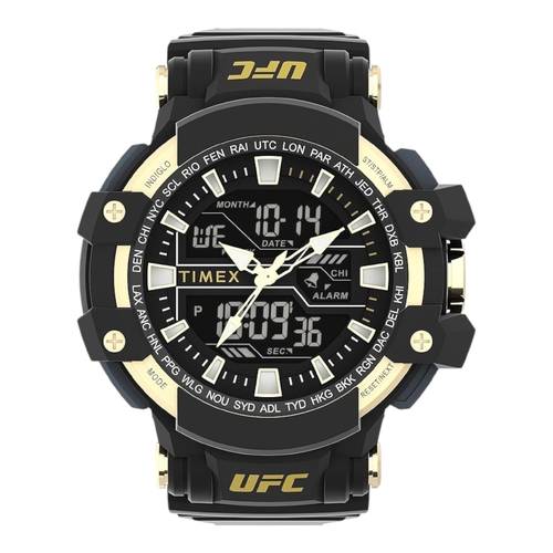 Timex UFC Combat Mens Watch 53mm Black Resin Analogue Digital TW5M58300JT