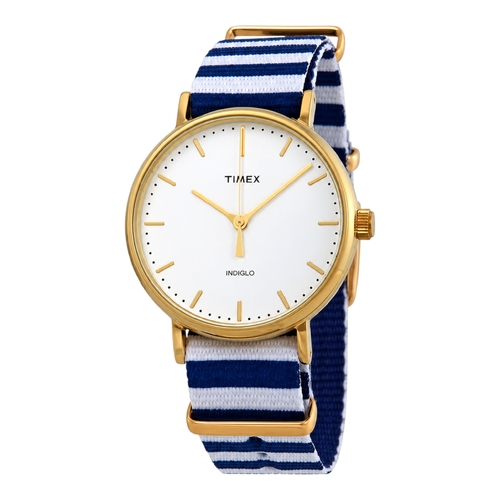 Timex Fairfield Womens Watch White Dial Blue White Nylon Quartz TW2P91900