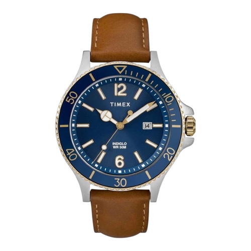 Timex Harborside Mens Watch Blue Dial Two Tone Steel Quartz TW2R64700