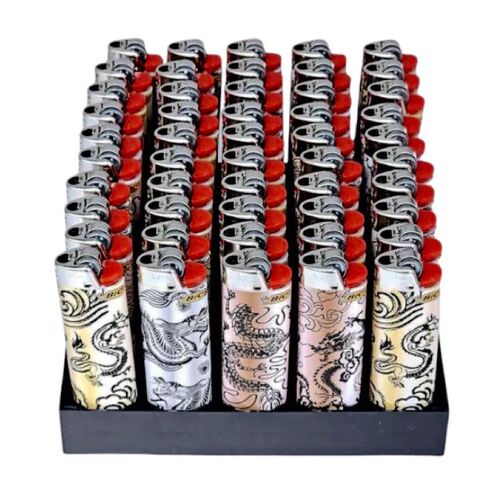 50x BIC Maxi Asian Design Lighters Various Colour Box J26