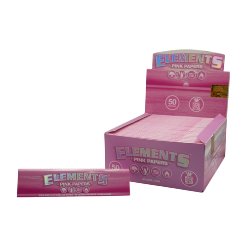 Box of Elements King Size Slim Pink Papers Smoking Herbs Tobacco