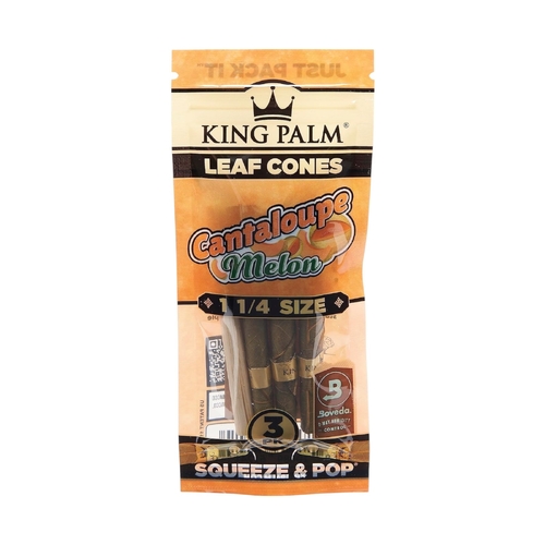 King Palm 1 1/4 Size Cantaloupe Melon Flavoured Roll Smoking Tobacco Herbs - 3 Per Pack