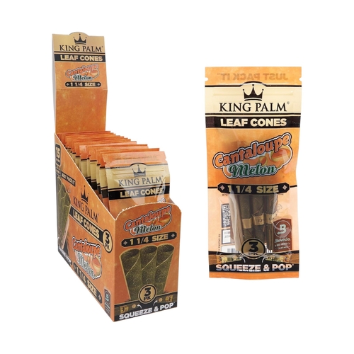 Box of 15 King Palm 1 1/4 Size Cantaloupe Melon Flavoured Roll Smoking Tobacco Herbs