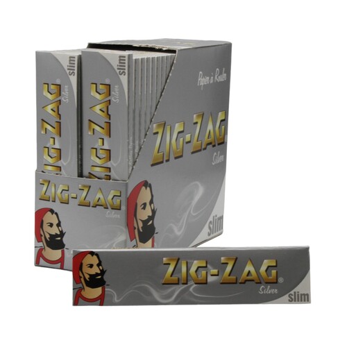 Box of 50 ZIG ZAG King Size Slim Silver Papers Paper Cigarette Smoking
